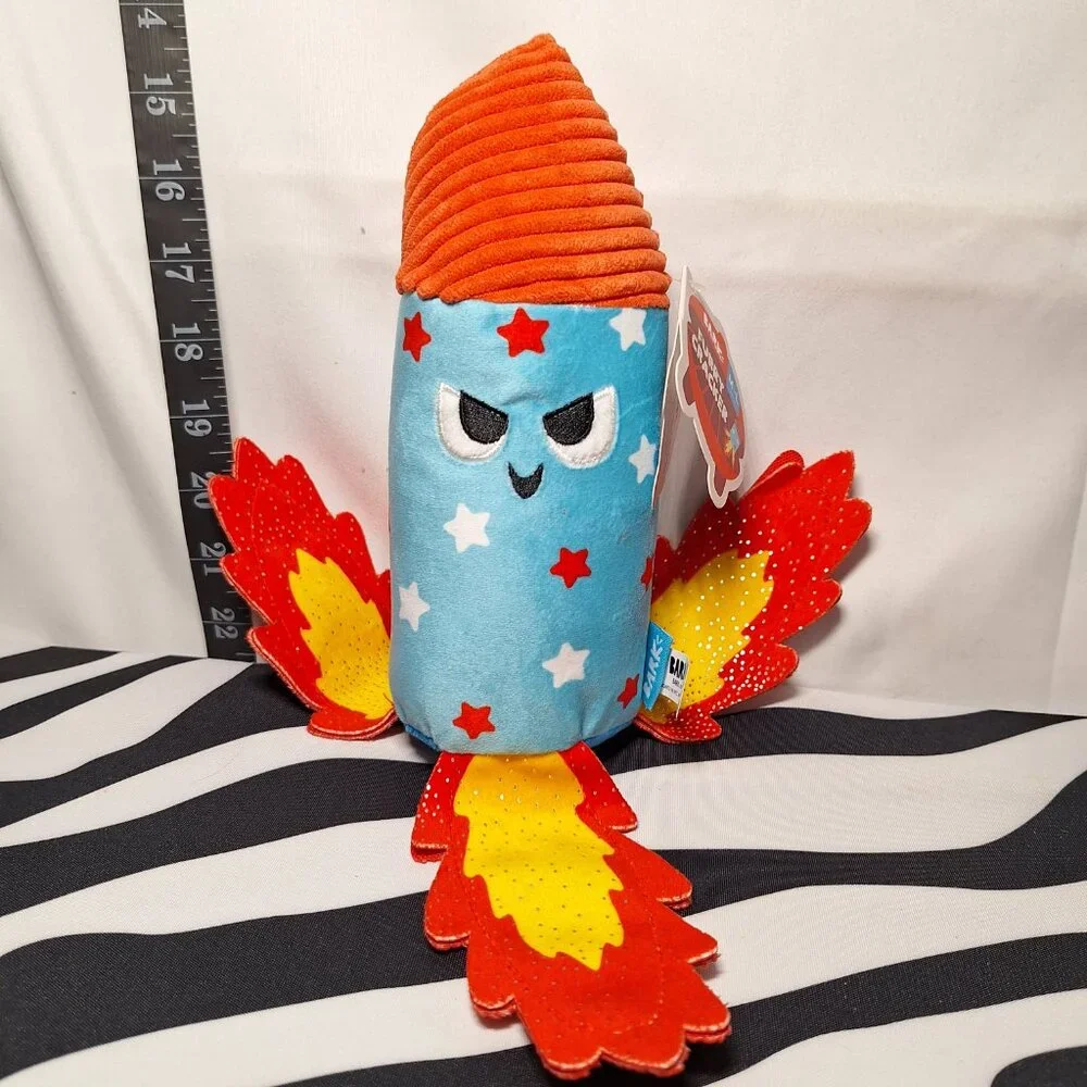 NWT Bark Firecracker 3 Pack Dog Toys = Furry Cracker +OK Boomer +Throwman Candle